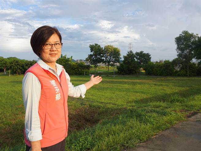 台中市大里区仁化仁德公园绿地占地5000坪，台中市议员张芬郁11日要求市府对该空间进行整体规画，并争取建设特色「大珍奶综合运动场」，呼吁市府勿让该空间沦为蚊子馆。（台中市议员张芬郁提供／潘虹恩台中传真）