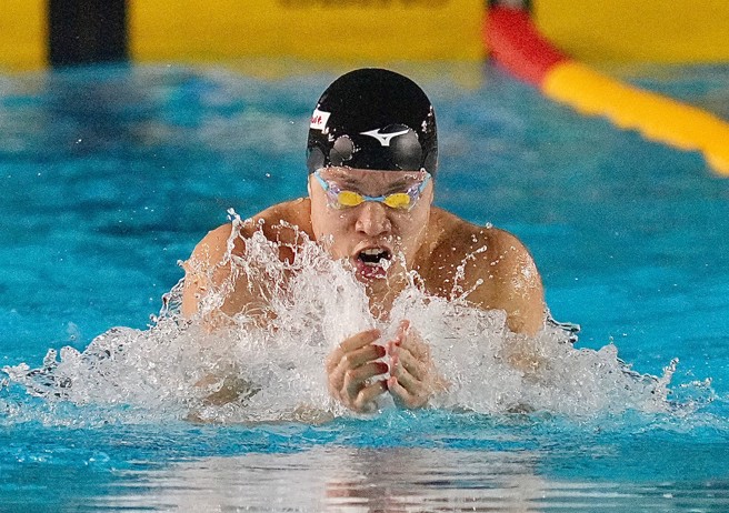 吴浚锋在男子50蛙可惜无缘达亚运标。（中华民国游泳协会提供）
