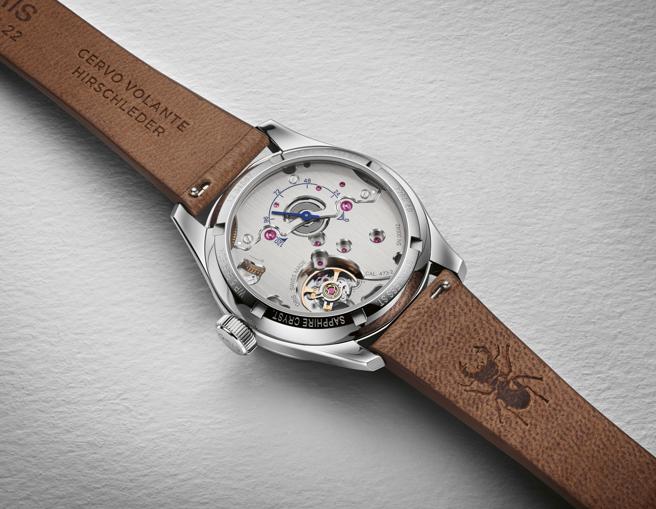 ORIS Big Crown Calibre 473腕表，表背可看到歷经4年研发的Calibre 473机芯。（ORIS提供）