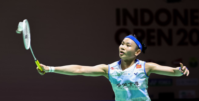 戴資穎在2023印尼羽球公開賽女單首輪直落二獲勝。（Badminton Photo提供）