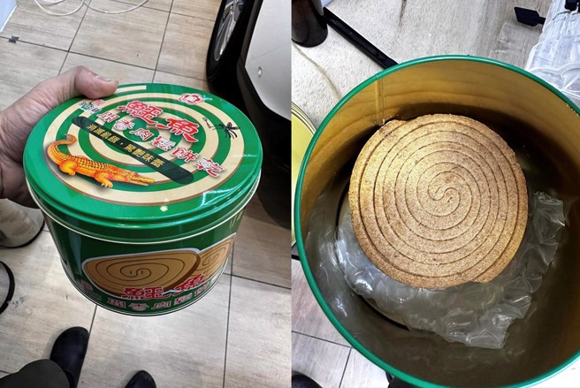 同事买回来的「蚊香」其实是特殊造型饼乾，外包装还注明是肉松口味。（图／FB爆废公社）
