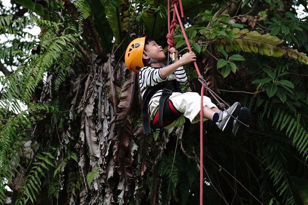 飯店推攀樹走繩兒童營隊。（圖／花蓮丘丘．森旅）