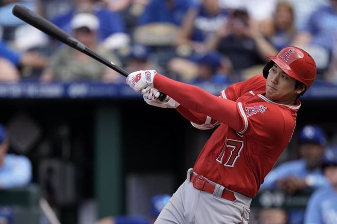 天使队大谷翔平轰出全垒打。（美联社）