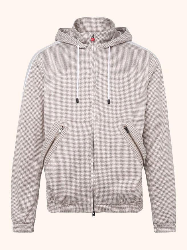 Kiton千鳥格絲棉連帽夾克，16萬4500元。（Kiton提供）