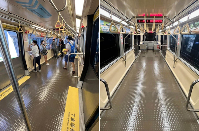 台北捷运为加强疏运文湖线尖峰人潮，今年2月18日起，延长尖峰最密班距时段，并于今年1月完成改装庞巴迪（BT370）车型座椅及部分行李架拆除，即起再试办马特拉（VAL256）车型空间优化。第2、3节车厢的中央区域座椅及行李架全数拆除，每列车的总载客数从约400名增加至约420名。（台北捷运公司提供／刘彦宜台北传真）