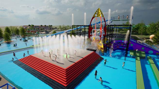 水域设施有宽45公尺、高12公尺霸气水池的星际太空总部，为今年童玩节超巨型地标。（宜兰县文化局提供／吴佩蓉宜兰传真）