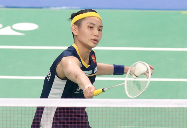 戴资颖在2023台北羽球公开赛首轮直落二获胜。（郑任南摄）
