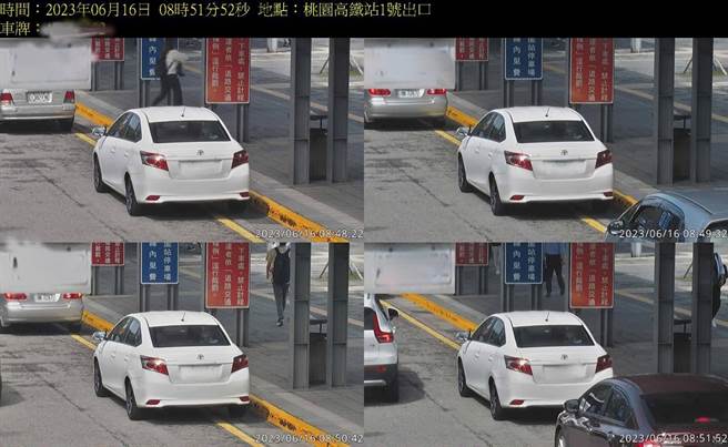 桃园市警局交通警察大队于桃园高铁站1号门、8号门临时接送区建置「违规停车侦测科技执法设备」统计6月15至21日执法首周，侦测违规停车达627件。（警方提供）