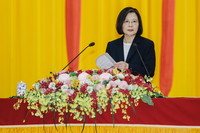 蔡英文总统（图）21日在国防大学復兴岗校区主持112年三军六校院联合毕业典礼。（中时资料照／郭吉铨摄）