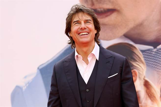 汤姆克鲁斯出席《不可能的任务：致命清算 第一章》英国首映会。（UIP提供）