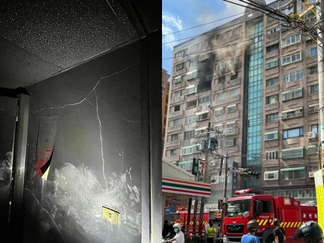 竹北气爆案25日进行安全结构勘验，初步判定未影响大楼安全结构。（新竹县府提供／邱立雅竹县传真）