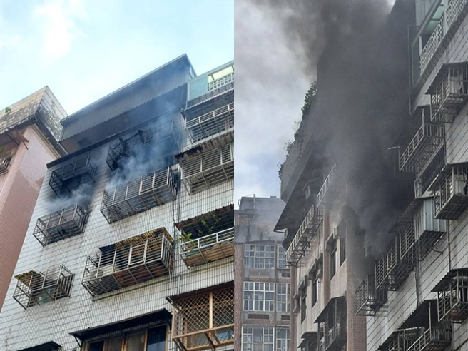 新北市树林区潭兴街107巷一栋6楼建筑物的4楼今（25）下午2时发生火警，4楼的住户自行逃出，2名20多岁的男女送医。（翻摄照片）