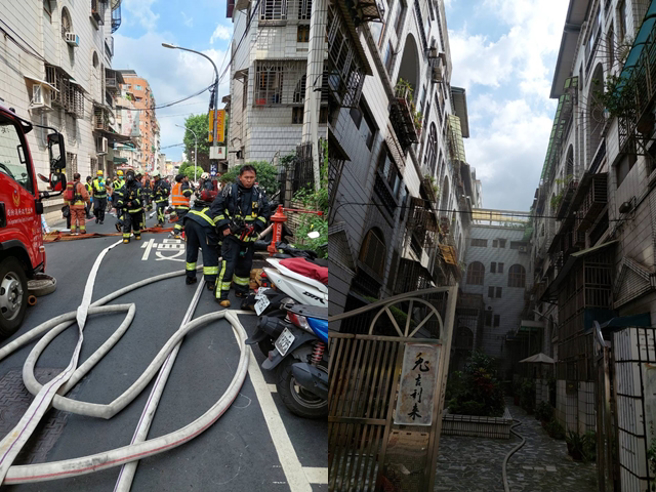 新北市树林区潭兴街107巷一栋6楼建筑物的4楼今（25）下午2时发生火警，4楼的住户自行逃出，2名20多岁的男女送医。（翻摄照片）