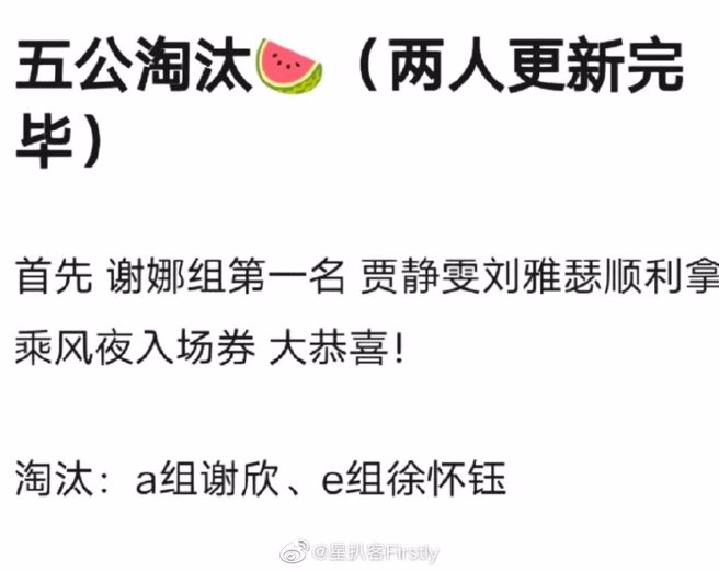 网传《浪姐4》第五次公演淘汰名单。(图/撷取自微博)