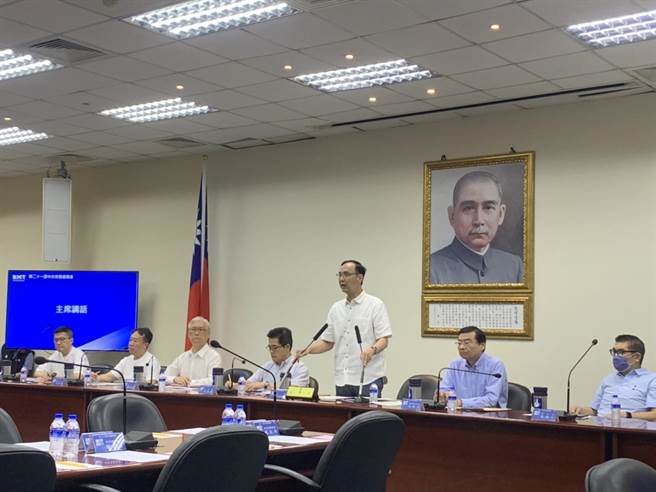 國民黨主席朱立倫今在中常會上發表談話。（張薷攝）