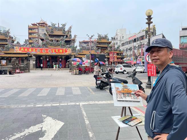 来自全台各地画家，在云林县北港镇用画笔记录在地之美。（张朝欣摄）