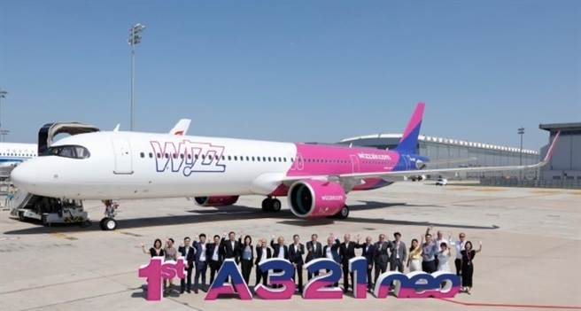 中国组装空巴客机，首次交付欧洲用户匈牙利威兹航空（Wizz Air）。（空巴中国官网）
