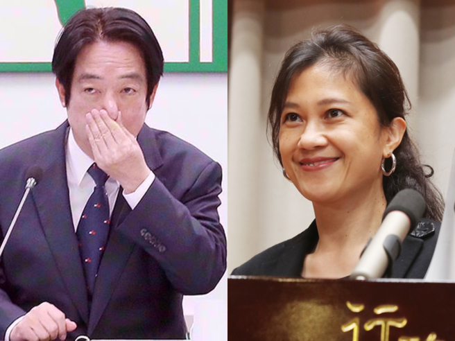 Kolas Yotaka(右)被爆与已婚李姓随扈婚外情，元配向正副总统话「还我老公」，但赖清德(左)连两日都未回应。资料照