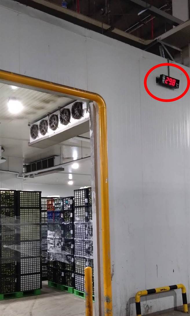 国民党台北市议员柳采葳29日举行记者会，踢爆北农的冷链系统根本没有按时启动，存放蔬果菜品的区域，温度甚至高达30度。（柳采葳提供／丁上程台北传真）