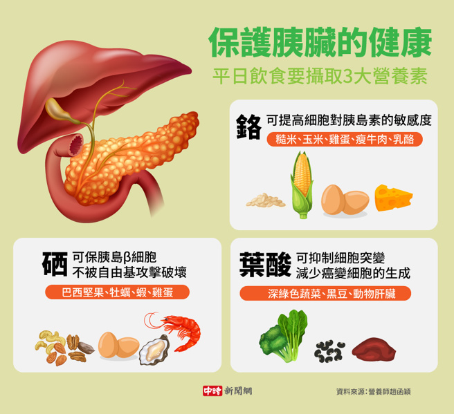 保护胰臟的健康，平日饮食要摄取3大营养素(制图/陈友龄)