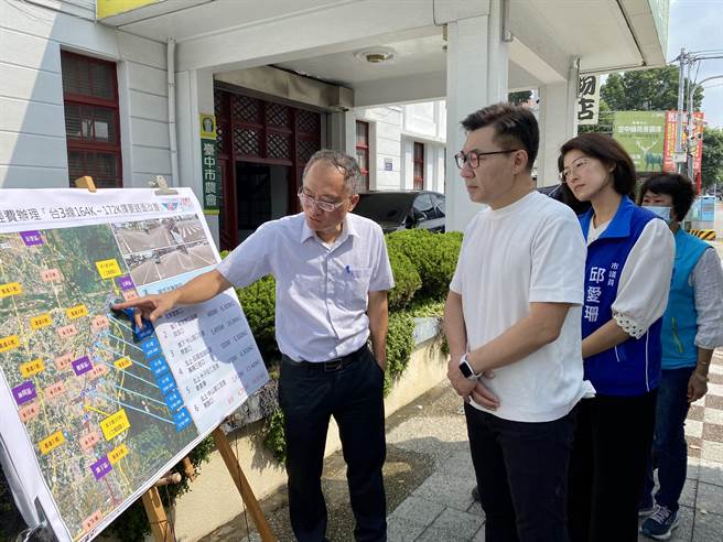 台3线是台中山线地区民眾往来通勤的主要道路，过去修修补补导致部分路面凹凸不平，立委江启臣29日邀集相关单位前往会勘，争取约4800万经费改善台3线164K至172K路段。（立委江启臣办公室提供／潘虹恩台中传真）