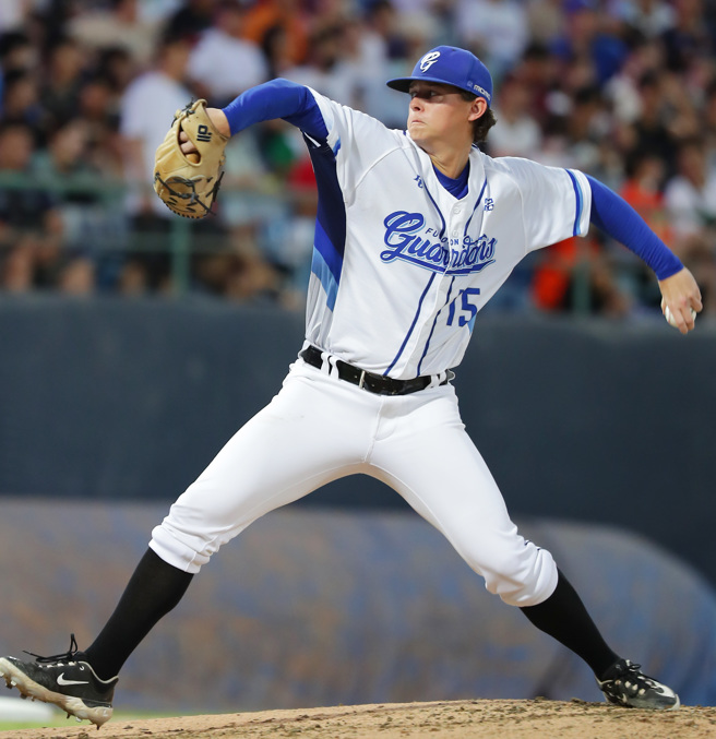 富邦悍将先发投手肯特。（季志翔摄）