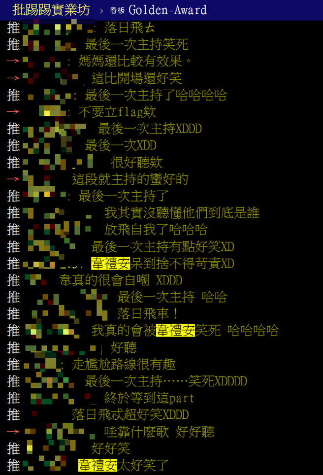 PTT网友评价韦礼安的表现。（图／翻摄 PTT）