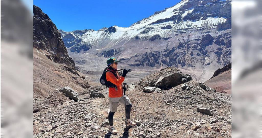 詹喬愉年初時攀爬南美最高峰「阿空加瓜」。（圖／楠軒工作室）