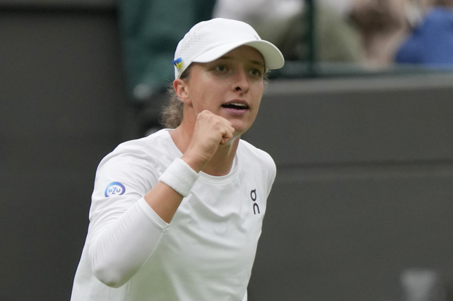 思薇雅蒂在2023溫布頓女單首輪直落二輕騎過關。（美聯社）