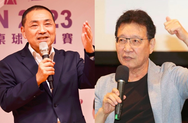 中广董事长赵少康(右)看好侯友宜(左)选情继续拉升。（合成图／中时资料照、王英豪摄）