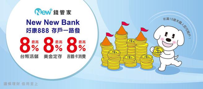 联邦银行数位帐户下半年祭出好康888优惠，除了有「台币高利活储最高8％」、「美金定存最高8％」外，更首度携手吉鹤卡推出「国内消费最高回馈8％」，让民眾既享资金弹性、获领高息，还赚现金回馈，轻松发发发。（图／联邦银行提供） 