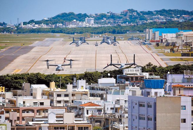 图为冲绳岛的驻日美军基地。（路透）