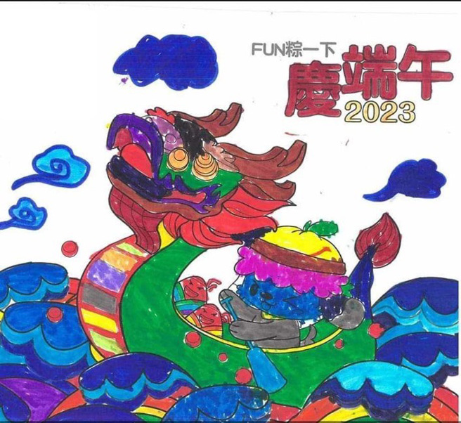 一名女网友分享儿子参加着色比赛，认真画了1小时以后的作品。（图／翻摄自爆怨公社）