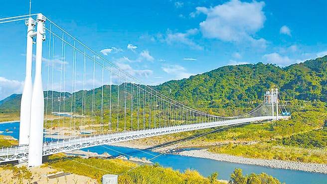 桃園大溪中庄吊橋暑假不封，美化工程施作將延期。（水務局提供／呂筱蟬桃園傳真）