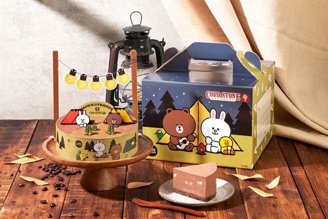 酷圣石2023父亲节冰淇淋蛋糕新品「熊大兔兔露营趣」，以巧克力搭咖啡打造大人系滋味，6吋1680元。（酷圣石提供／朱世凯台北传真）