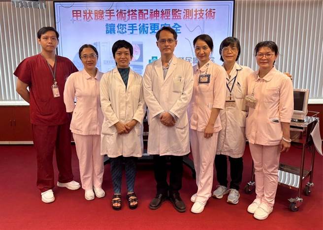 台中榮總引進引入了「神經監測系統」在進行甲狀腺手術時即時定位和監測喉返神經的位置，提升手術效率和醫療品質。（台中榮總提供／馮惠宜台中傳真）