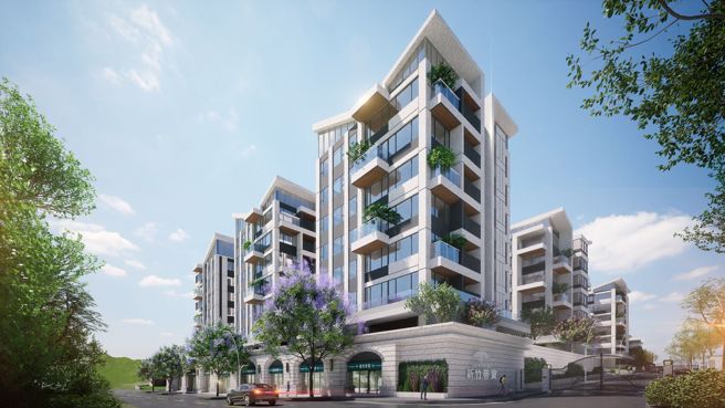 「宏道新竹帝寶」產品設計38~75坪花園住宅、2層美式獨棟別墅，選擇多元且符合購屋族各種不同需求。（圖為3D示意圖/甲山林集團提供）