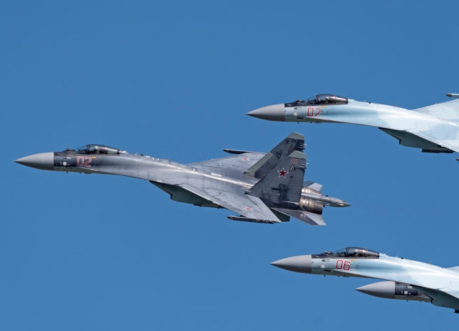 俄罗斯苏（Su）-35战机的资料照。（达志影像/Shutterstock）
