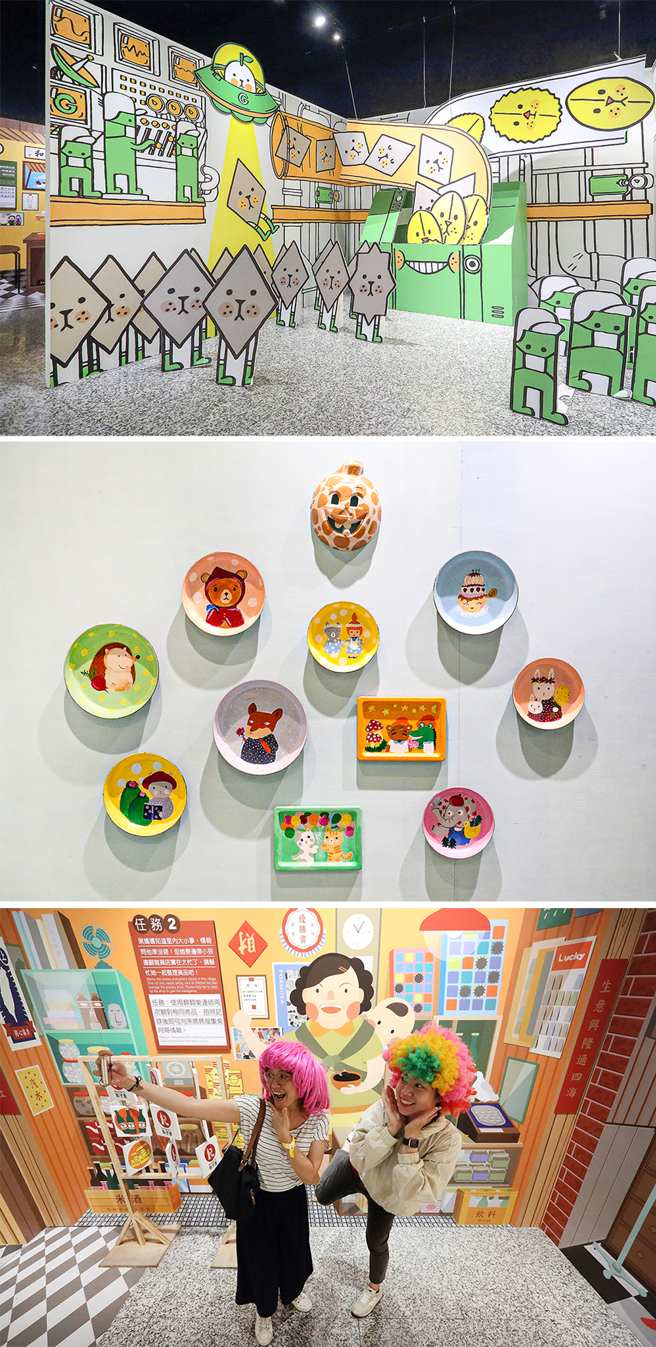 「穀倉藝文」現正展出「我的穀倉樂園」藝術共創聯展，走進藝術家畫筆下的奇異穀倉，與充滿童話想像的藝術創作互動拍照。(攝影/Carter)