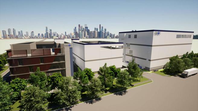 （新应材二期模拟示意图，预计2024年完工、2025下半年试产。图／高雄经发局提供）