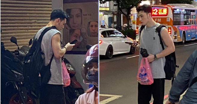 「狼人杀男神」黄伟晋7月4日晚间被本刊读者在新北市某连锁健身房外巧遇，穿着灰色无袖上衣、露出粗壮双臂的他，身材练得相当健壮。（图／读者提供）