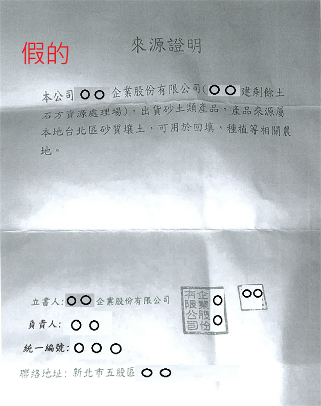 陈姓承租人出示的文件被环保局认定明显偽造。（嘉义县政府提供/吕妍庭嘉义传真）