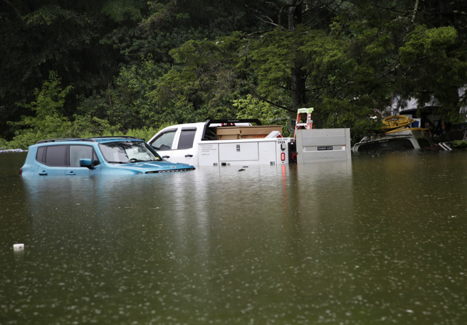 暴雨侵襲佛蒙特州，當地大淹水。（圖／美聯社）