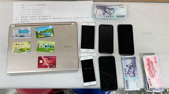 嘉義縣民雄分局日前逮到3名車友，當場查獲贓款33萬5100元。（民雄分局提供／呂妍庭嘉義傳真）