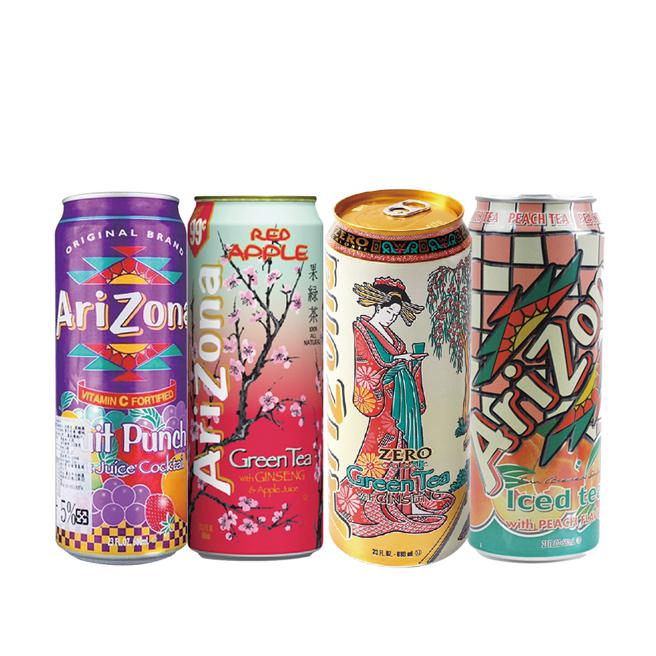 city’super ARIZONA 综合水果风味饮料、红苹果绿茶、低糖绿茶、桃子风味，7月17日前特价每罐62元。（city’super提供）