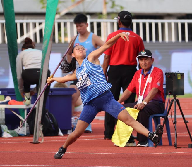 女子标枪选手朱品薰在曼谷亚洲锦标赛以50.87公尺成绩获得第十名。(中华田协提供／黄邱伦曼谷传真)
