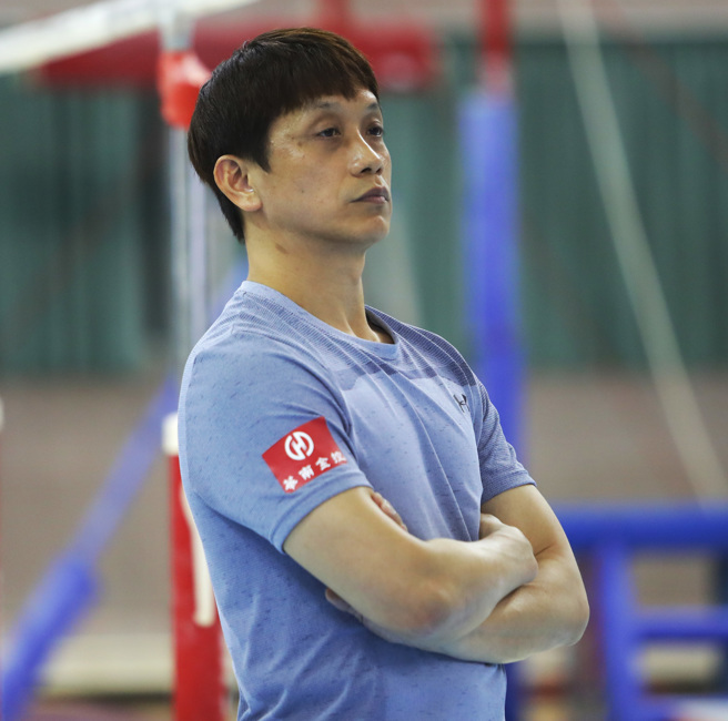 中华队体操队总教练林育信。（季志翔摄）