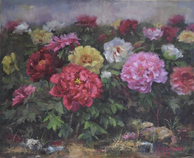 《花开富贵》／油画（黄美贤提供）