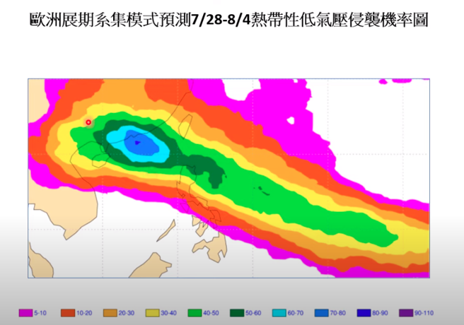 目前菲律賓附近是「颱風窩」，到7月31日以前都是颱風比較會發展的地方。(翻攝自賈新興YouTube)