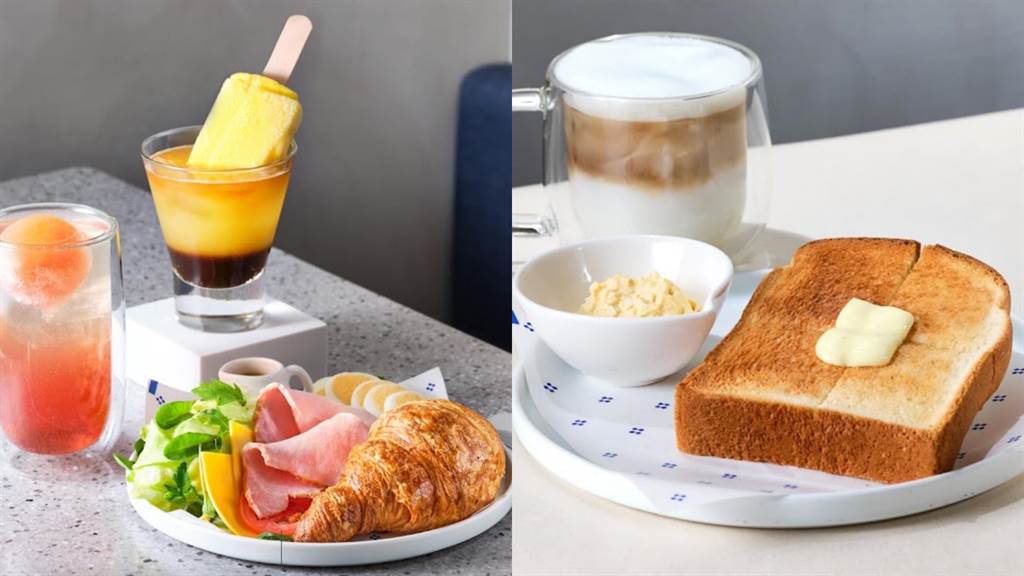 Let’s Café PLUS即日起換上夏季新菜單，推出可頌沙拉早午餐組合、厚片土司系列、雪酪特調咖啡、冰球氣泡凍飲及千層蛋糕等12項特色餐飲。（全家提供／朱世凱台北傳真）
